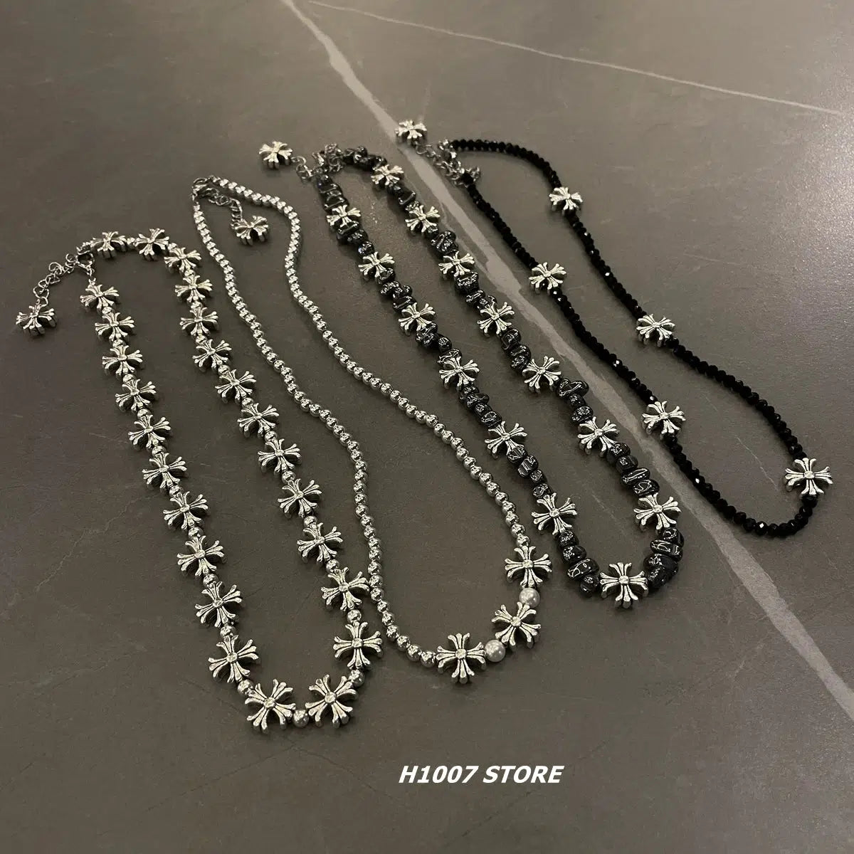 Unique necklaces and pendants with engraved messages for a sentimental gift-Cross Flower Clavicle Hip-hop Necklace