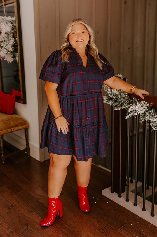 Plus size dresses with timeless cuts suit all -Plus size dresses with pleated skirts for a feminine look -Chic Checkmate Babydoll Mini Dress Curves