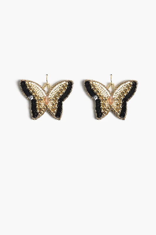 Drop Earrings with Filigree Work -Luxe Butterfly Beaded Earrings