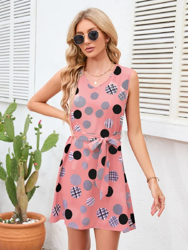 Flattering plus size dresses for curvy figures look stunning -Plus size dresses with wrap-style for a flattering fit -Tied Polka Dot V-Neck Dress