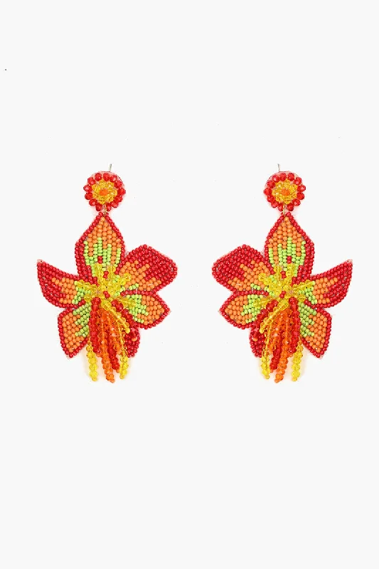 African Drop Earrings with Culture -Coral Lily Earrings