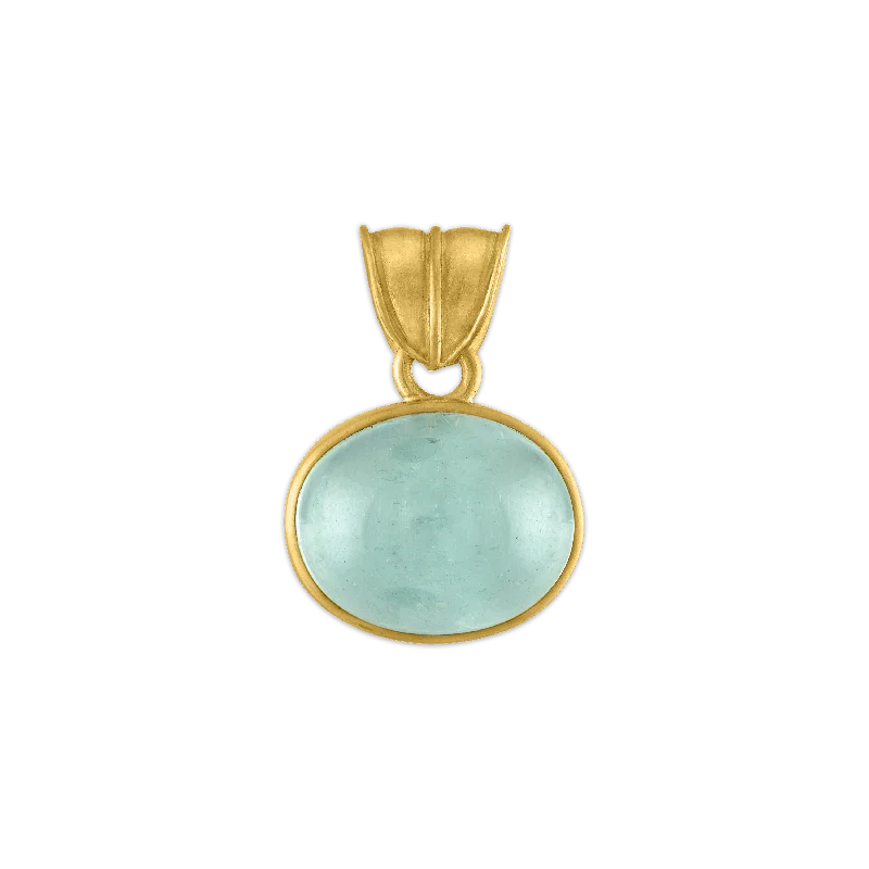 Best necklaces and pendants with sterling silver for an affordable yet stylish choice-Medium Aquamarine Oval Pendant