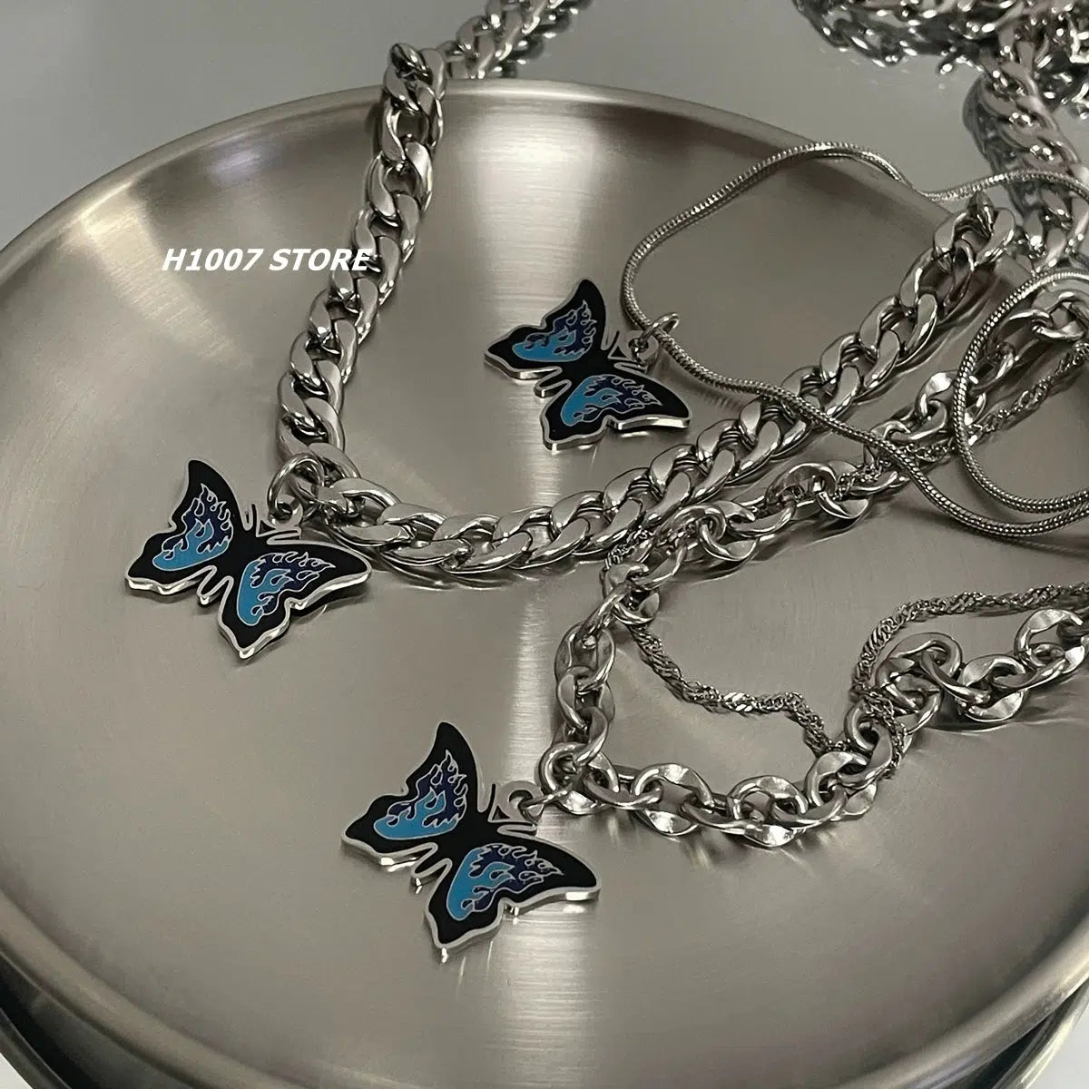 Best necklaces and pendants with art deco elements for a vintage, glamorous design-Butterfly Titanium Steel Chain Necklace