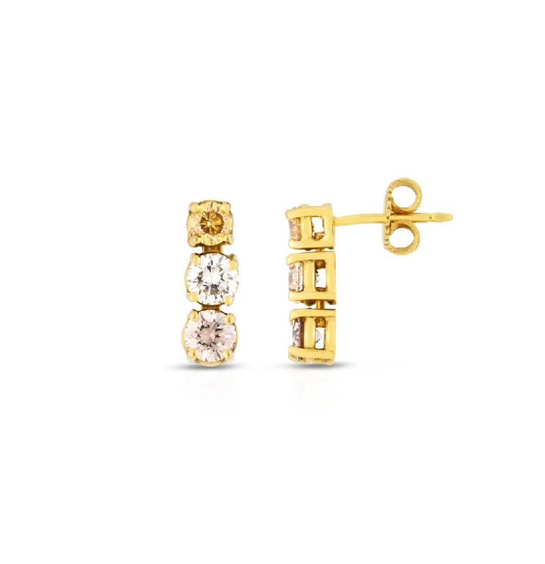 Drop Earrings for Party Look -Sabel Collection Yellow Gold Fancy Diamond Drop Earrings