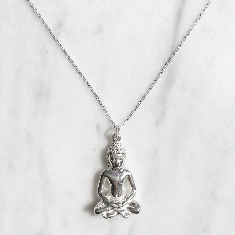 Stunning necklaces and pendants with turquoise and gold for a vibrant, earthy look-Buddha Pendant Necklace in Sterling SIiver