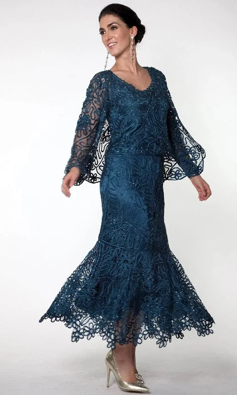 Plus size dresses featuring maxi lengths flow gracefully -Plus size dresses with a bold animal print for statement style -Soulmates C9127 - Three Piece Mermaid Skirt Evening Gown