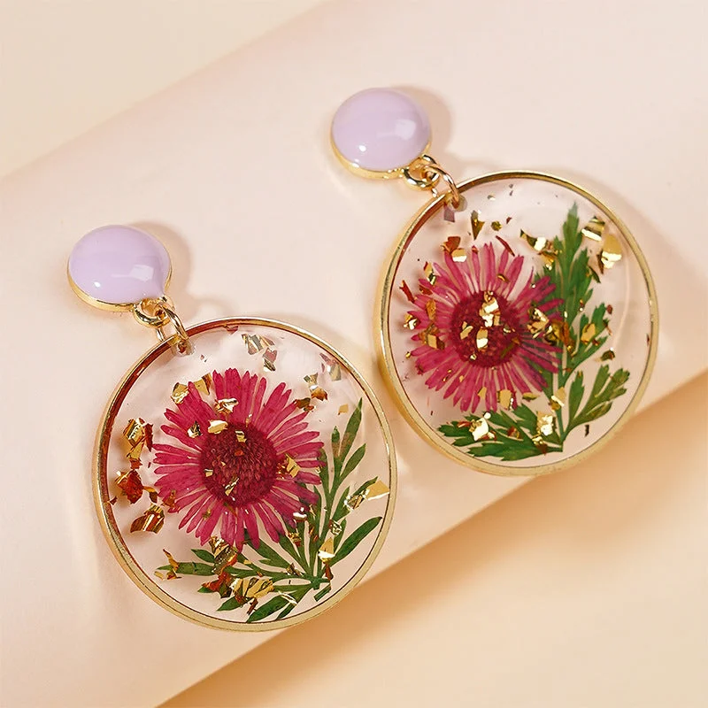 Rhinestone Drop Earrings for Sparkle -Wholesale Sweet Everlasting Flower Teardrop Earrings