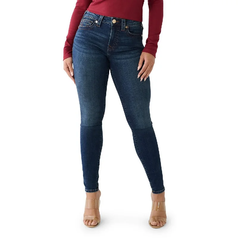 Denim Jeans for Durability -True Religion Womens Jennie Curvy Mid-Rise Dark Wash Skinny Jeans