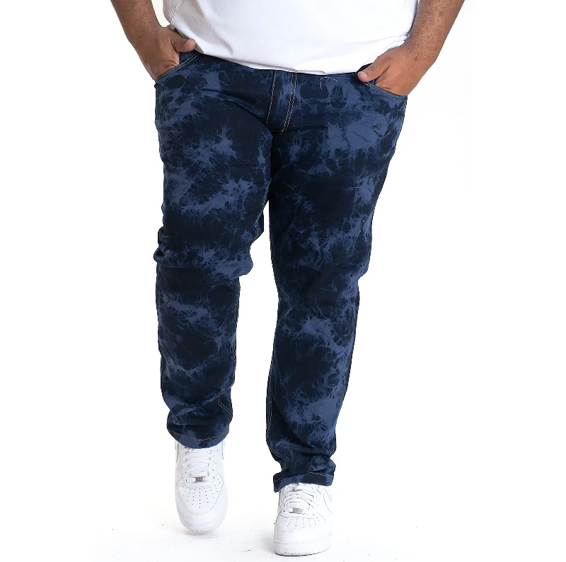 Stretch Jeans for Flexibility -M2788 MAKOBI Tie Dye Denim Jeans - Navy