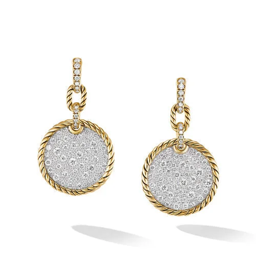 Floral Drop Earrings with Petals -DY Elements Convertible Drop Earrings in 18K Yellow Gold with Pavé Diamonds