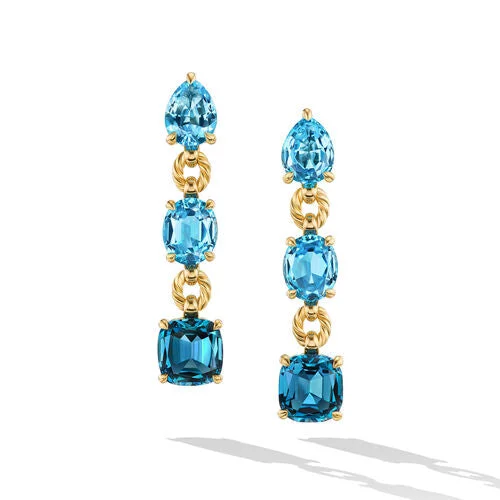 Gemstone and Diamond Drop Earrings for Opulence -Marbella Drop Earrings in 18K Yellow Gold with Blue Topaz and Hampton Blue Topaz, 51mm