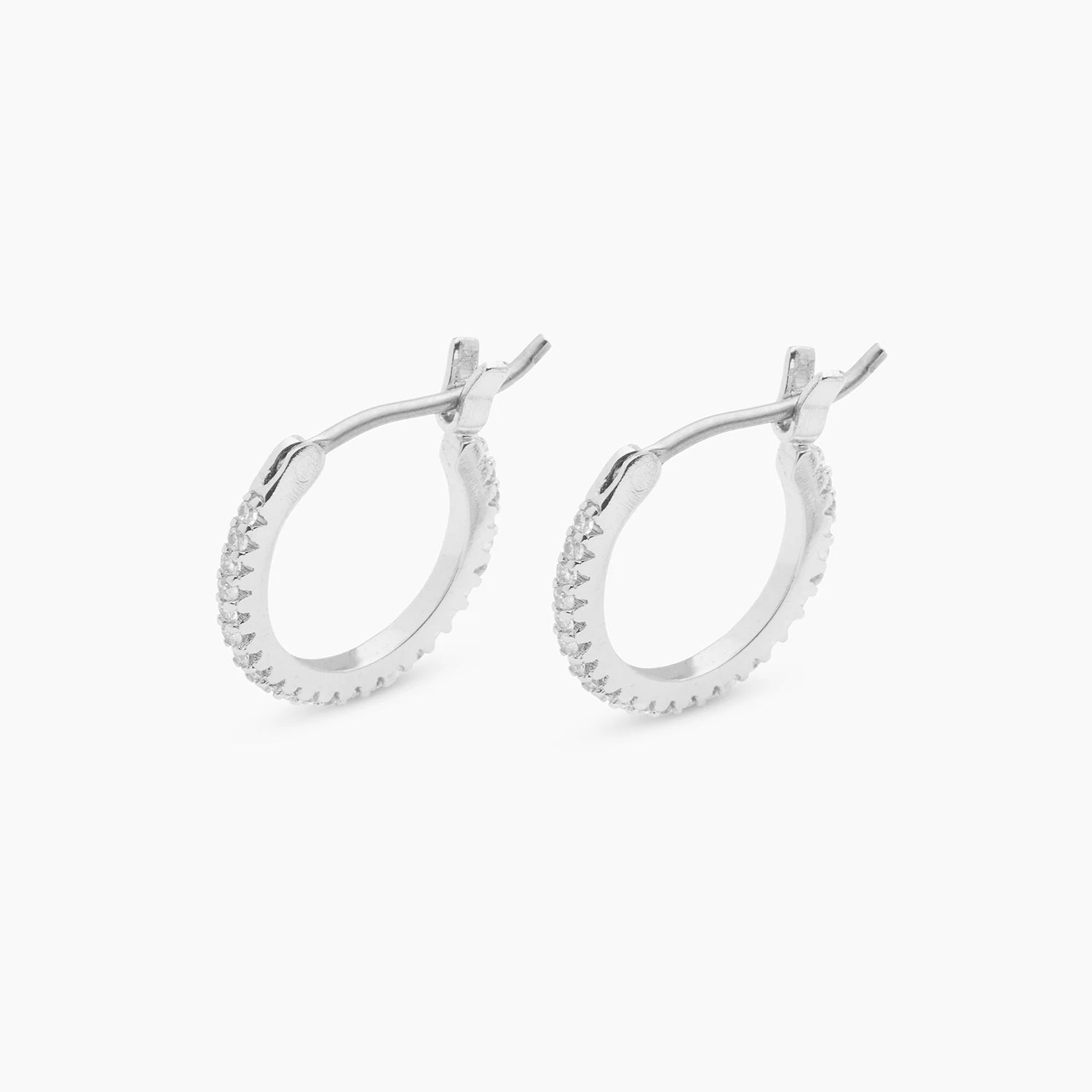 Drop Earrings for Work Attire -Shimmer Huggies - Silver