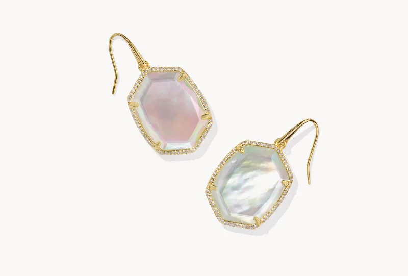 Gemstone and Diamond Drop Earrings for Opulence -Daphne Pave Frame Earrings