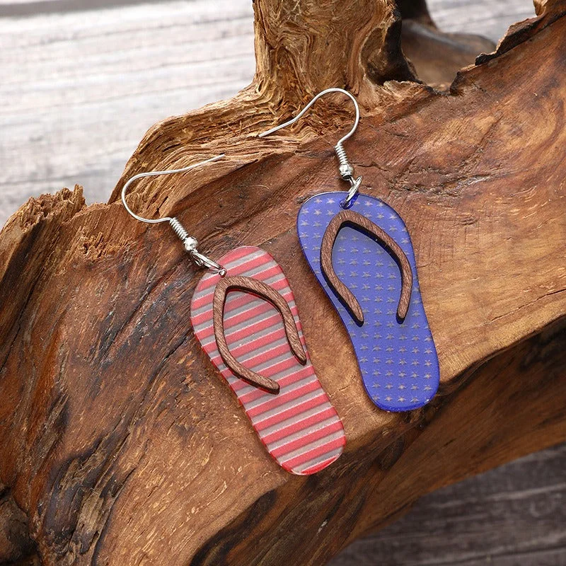 Drop Earrings for Bridesmaids Look -Wholesale Bikini Shape Stripe Independence Day Earrings