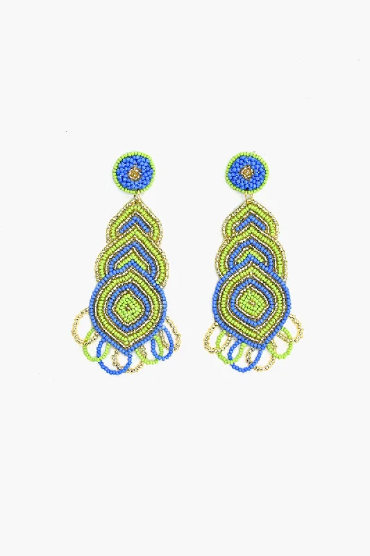 Contemporary Drop Earrings for Fashion -Blue Haze Beaded Earrings