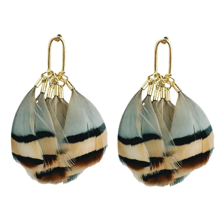 Drop Earrings with Abstract Designs -Quail Statement Earrings