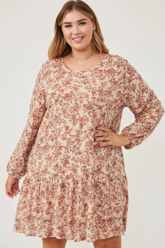 Plus size dresses with sleek lines look modern -Plus size dresses for fall with rich tones -Antique Floral Print Drop Waist Knit Dress