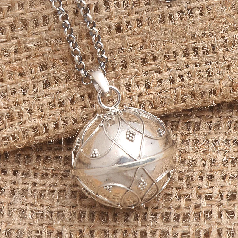 Unique necklaces and pendants with custom birthstone arrangements for personalization-Angel Call Balinese Sterling Silver Harmony Ball Necklace 20 Inch Chain