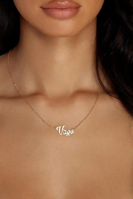 Best necklaces and pendants with floral designs for a feminine and elegant feel-Virgo Script Necklace