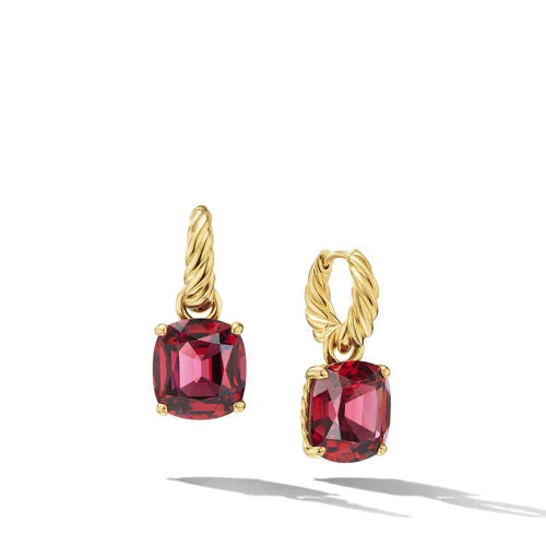 Drop Earrings for Wedding Ceremony -Marbella Drop Earrings in 18K Yellow Gold with Rhodolite Garnet, 25mm