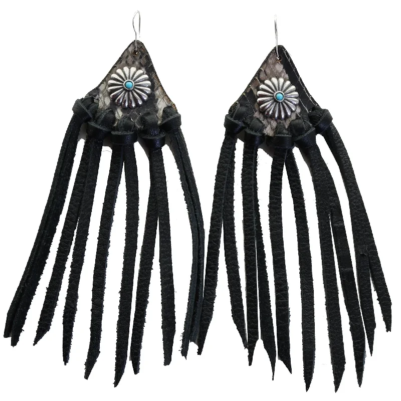 Drop Earrings for Gym Workout -VE66 - Vestige Cobra Snake Print Fringe Earrings