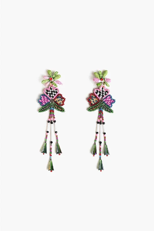 Maximalist Drop Earrings for Bling -Flower Disco Earrings