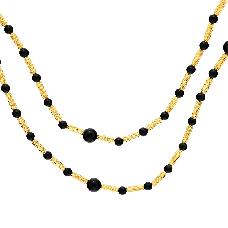 Best necklaces and pendants with opal and gold for a vibrant, luxurious contrast-David Yurman onyx 18k yellow gold Petite Hampton necklace