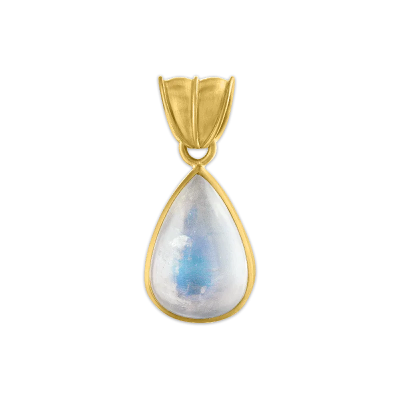 Stunning necklaces and pendants with amethyst gemstones for a calming effect-Rainbow Moonstone Tear Pendant