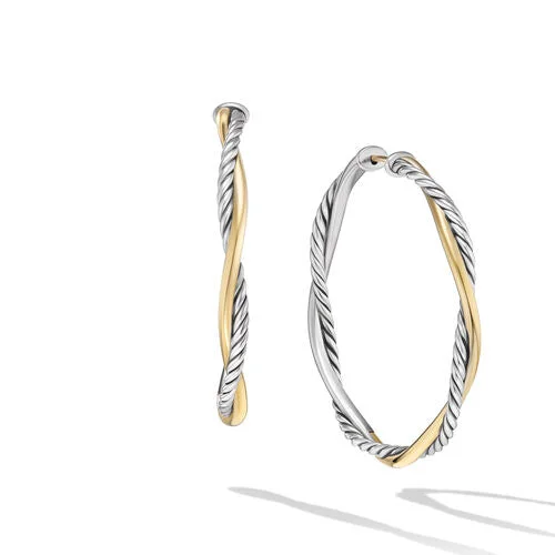 Heavy Duty Drop Earrings for Durability -Petite Infinity Hoop Earrings in Sterling Silver with 14K Yellow Gold