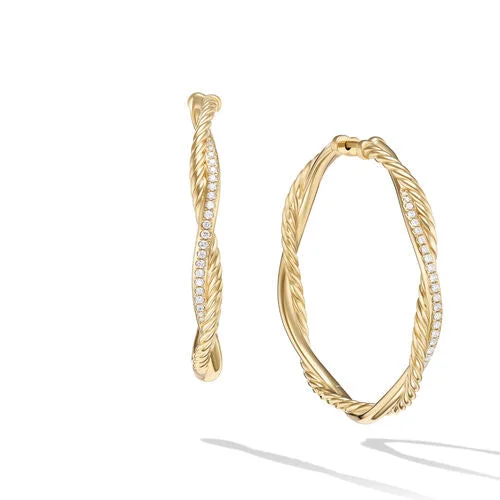 Lead Free Drop Earrings for Health -Infinity Hoop Earrings in 18K Yellow Gold with Pavé Diamonds