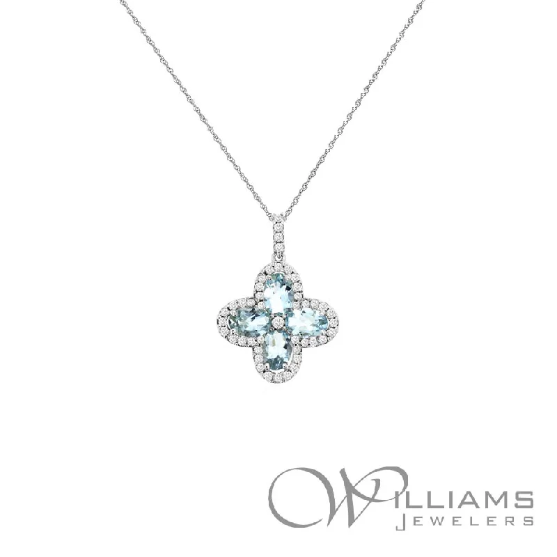 Beautiful necklaces and pendants with layered chains for a fashionable, chic look-Williams Signature 14 Karat Aquamarine Necklace