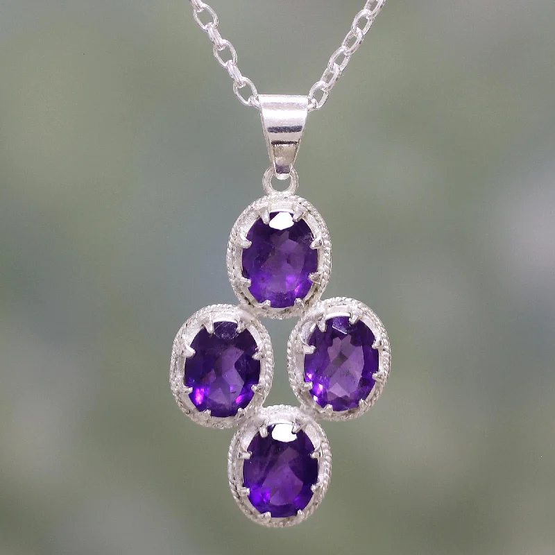 Unique necklaces and pendants with artistic shapes for a creative, one-of-a-kind design-Morning Lilac Amethyst and Sterling Silver Pendant Necklace from India