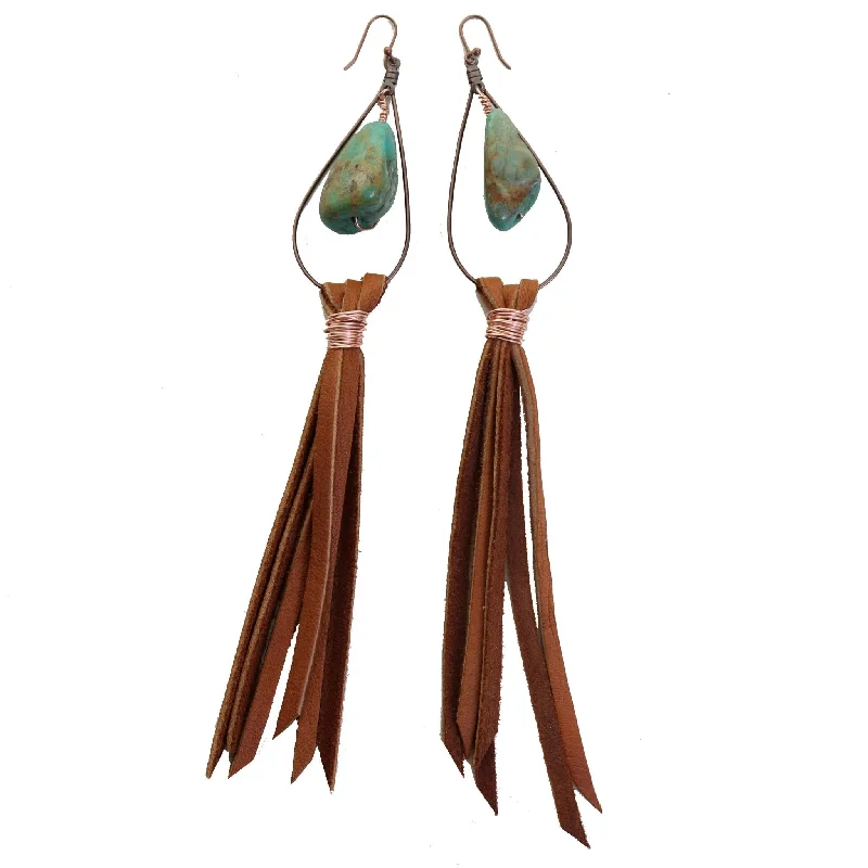 Animal Print Drop Earrings for Fun -VE25 - Vestige Turquoise Stone Tassel Earrings