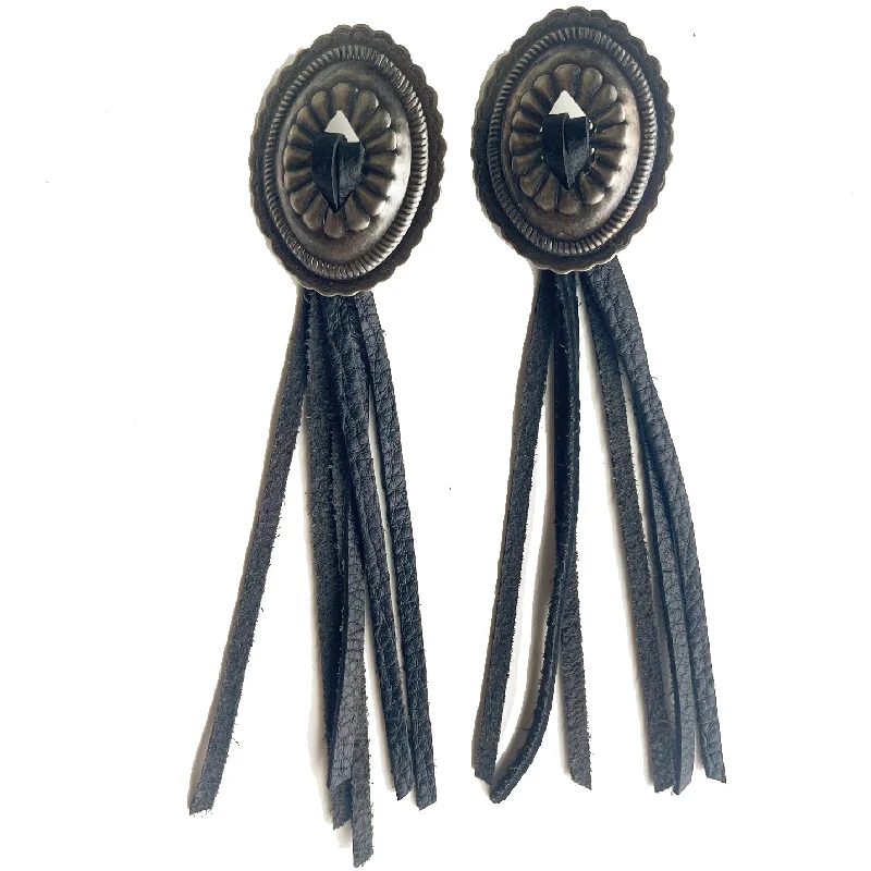 Vintage Drop Earrings with Patina -VE24 - Vestige Southwest Concho Earrings