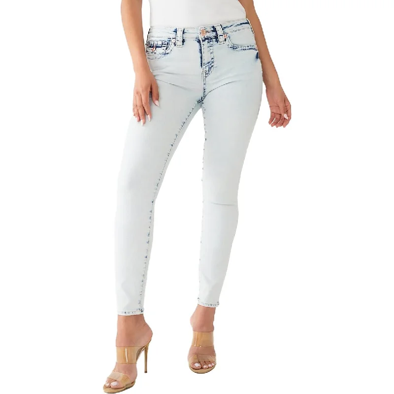 Jean Skirts for Feminine -True Religion Womens Jennie Curvy Mid-Rise Light Wash Skinny Jeans