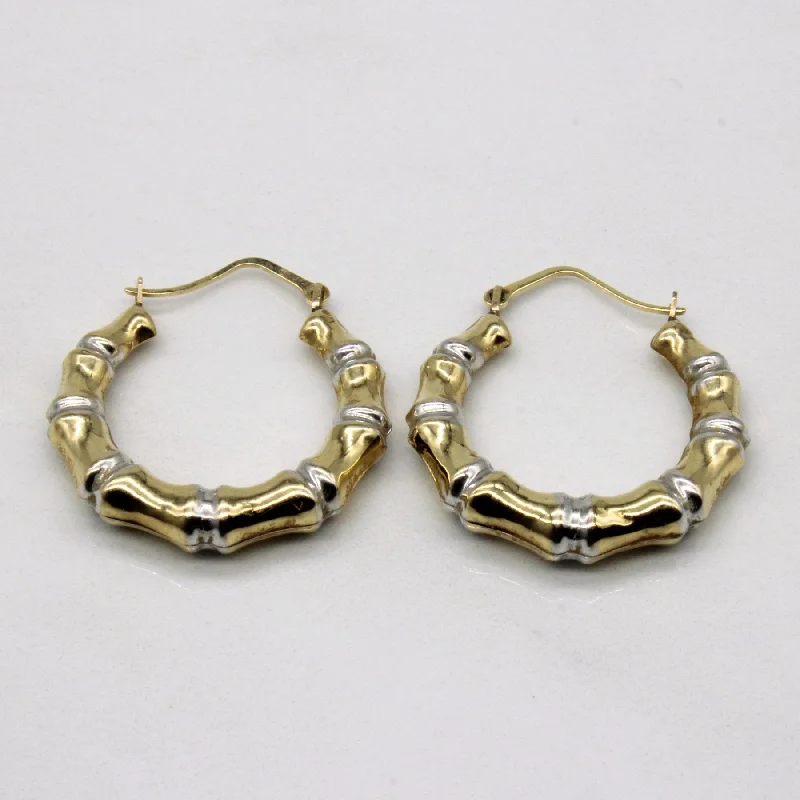 Hoop earrings with oversized pearl accents for a statement-making look-10k Two Tone Gold Hoop Earrings