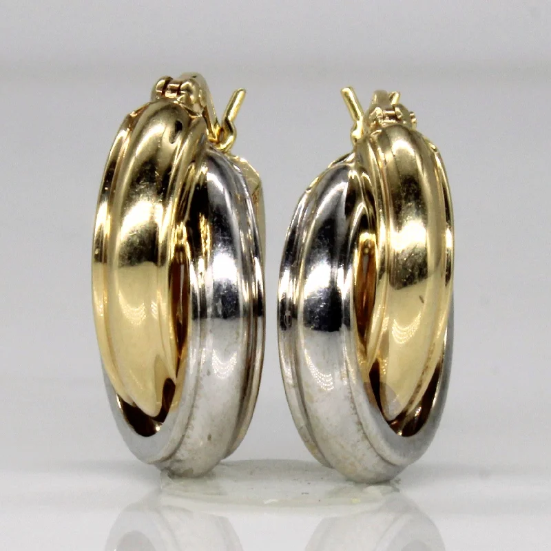 Hoop earrings with textured finishes for a vintage and classic style-10k Two Tone Gold Hoop Earrings