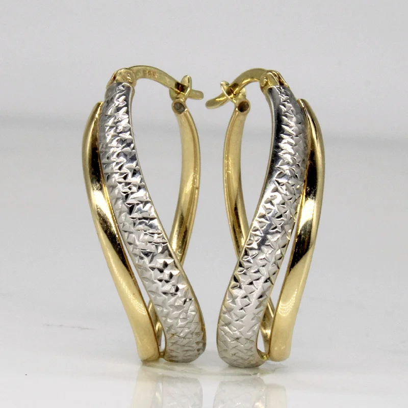 Hoop earrings with stacked layers for a bold and textured design-14k Two Tone Gold Hoop Earrings