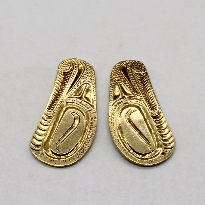 Medium hoop earrings for an everyday look with the perfect balance of style-14k Yellow Gold Indigenous Art Earrings