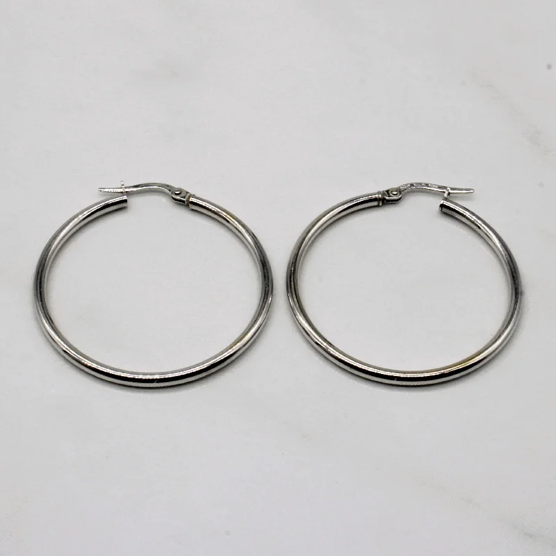 Hoop earrings with floral motifs for a feminine and nature-inspired look-18k White Gold Hoop Earrings