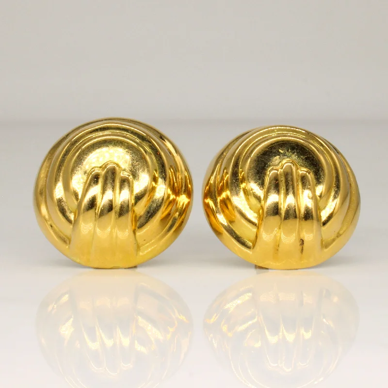 Hoop earrings with multi-tone finishes for a colorful and layered effect-18k Yellow Gold Button Earrings