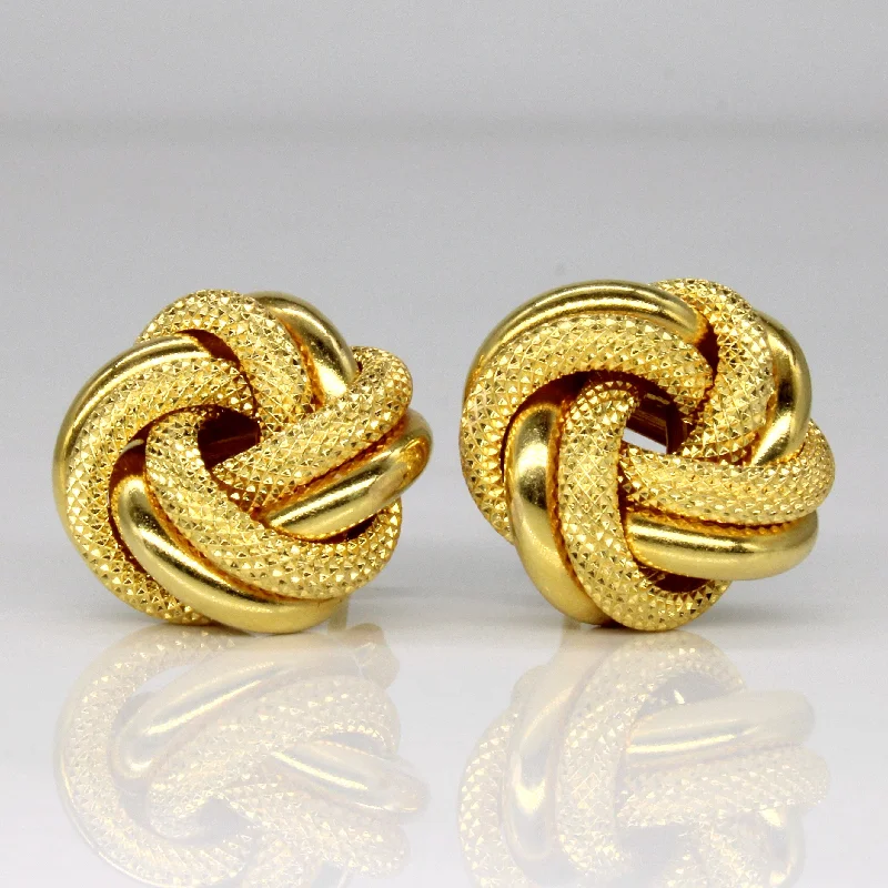 Hoop earrings with polished metal for a shiny and high-quality finish-18k Yellow Gold Knot Earrings