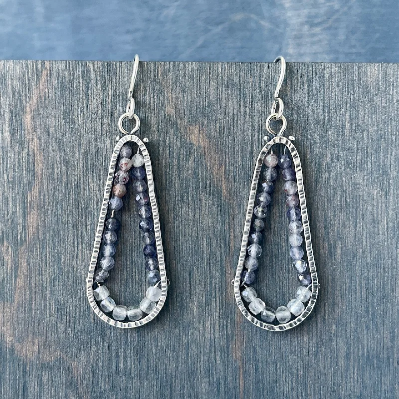 Best hoop earrings with matte finish for a sophisticated, understated design-Amethyst and Labradorite Teardrop Geode Earrigs