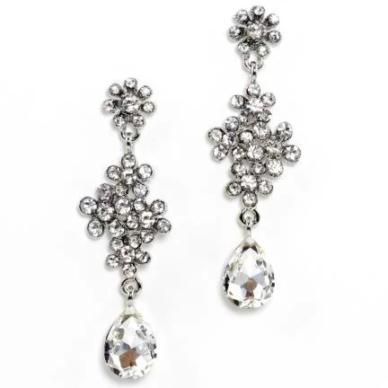 Best hoop earrings with blackened metal for an edgy and bold appearance-Andrea Swarovski Clear Crystal Flower Earrings