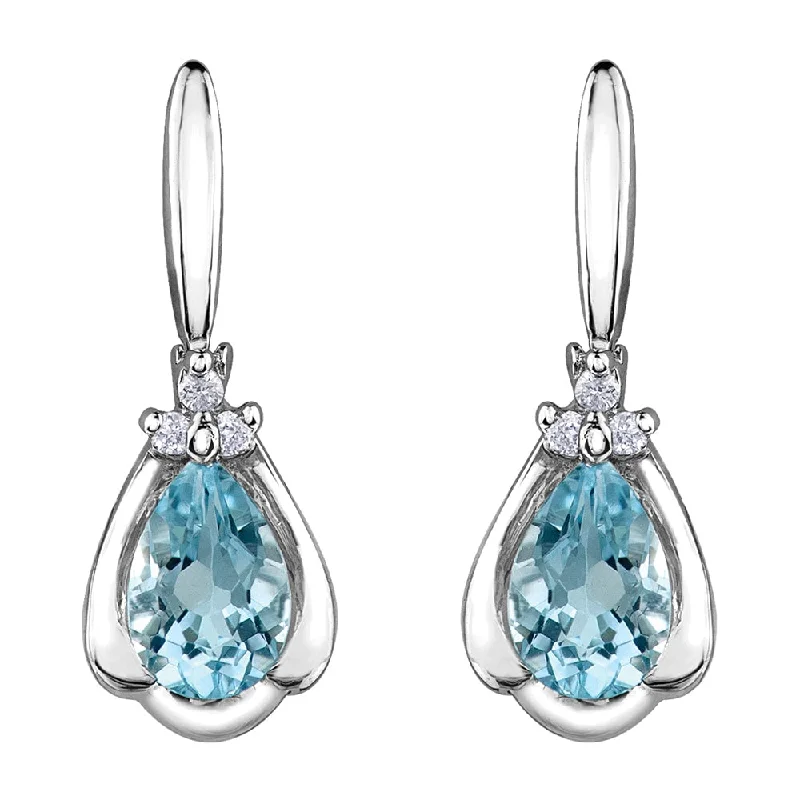 Best hoop earrings with textured silver for a rustic and organic finish-Aquamarine and Diamond Earrings