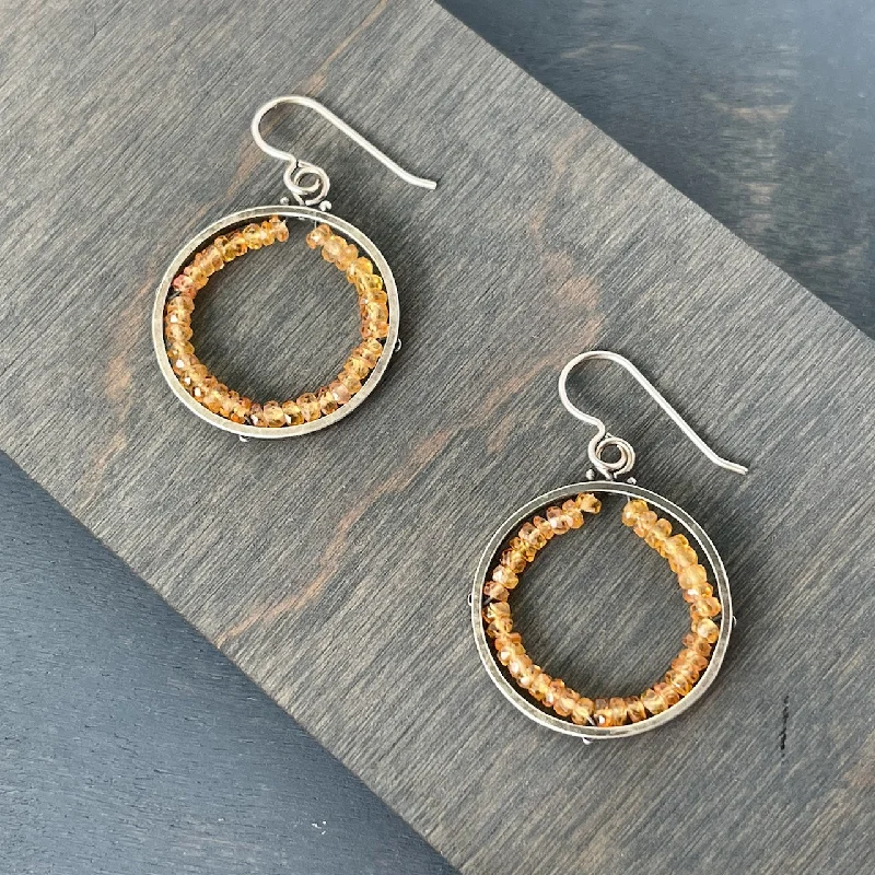 Best hoop earrings with minimal embellishments for a sleek and modern look-Yellow Sapphire Circle Geode Earrings