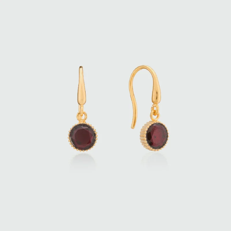 Best hoop earrings with rose gold for a romantic and warm aesthetic-Barcelona January Garnet Birthstone Hook Earrings