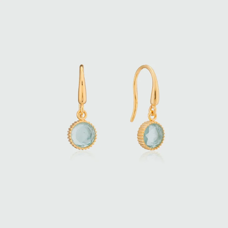 Hoop earrings with heart-shaped frames for a romantic and feminine look-Barcelona March Blue Topaz Birthstone Hook Earrings