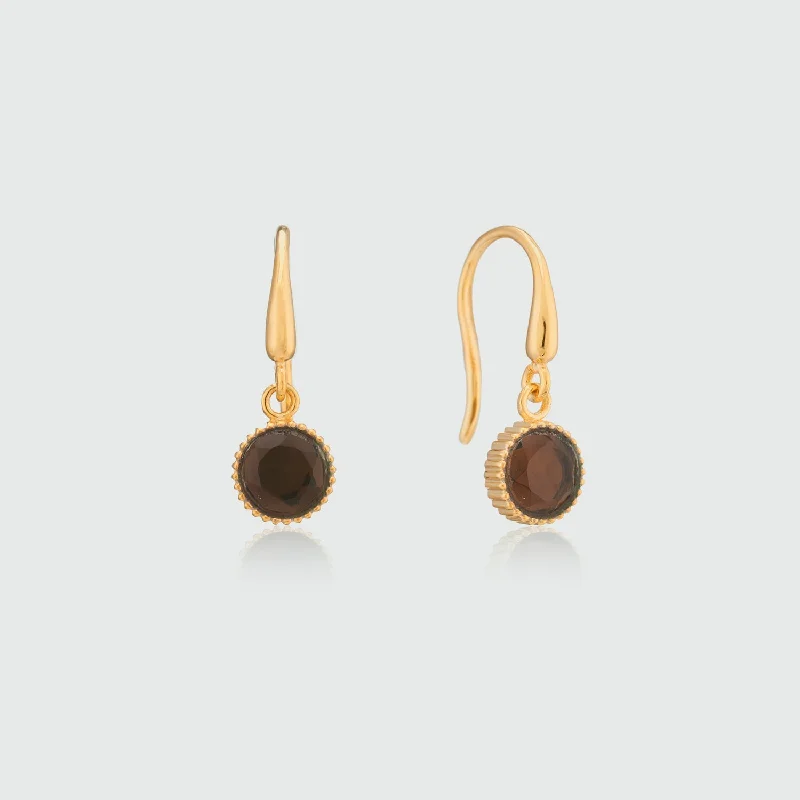 Best hoop earrings with minimalist designs for a clean and modern aesthetic-Barcelona November Smokey Quartz Birthstone Hook Earrings