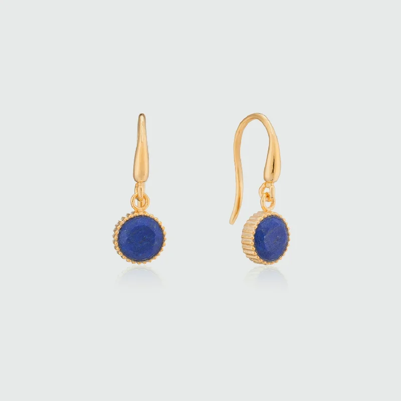 Hoop earrings with faceted crystals for added sparkle and shine-Barcelona September Lapis Lazuli Birthstone Hook Earrings